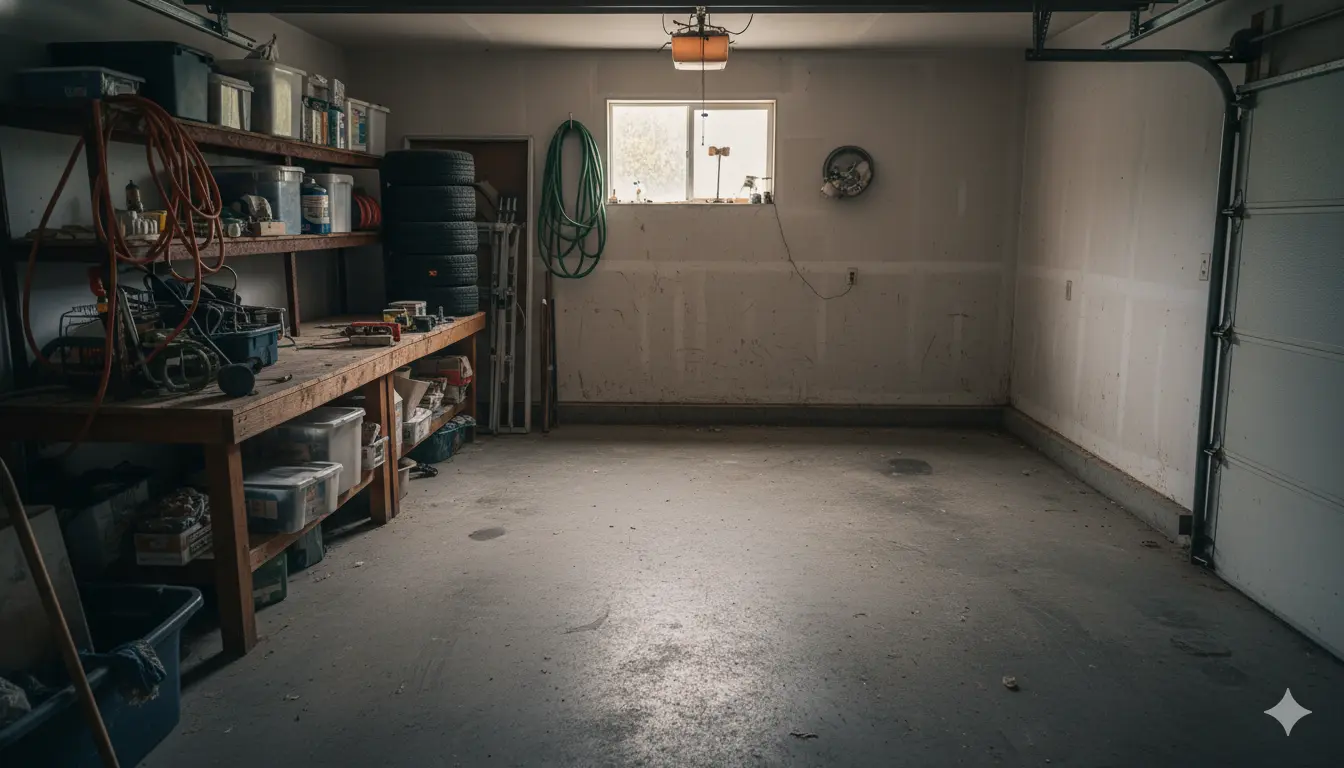 Same garage, empty after removal